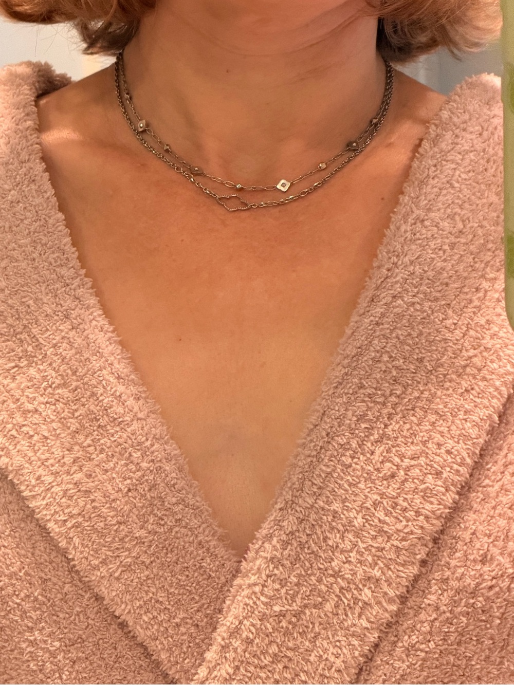 Kendra Scott Silver Tone Layered Station Necklace Quatrefoil Clover